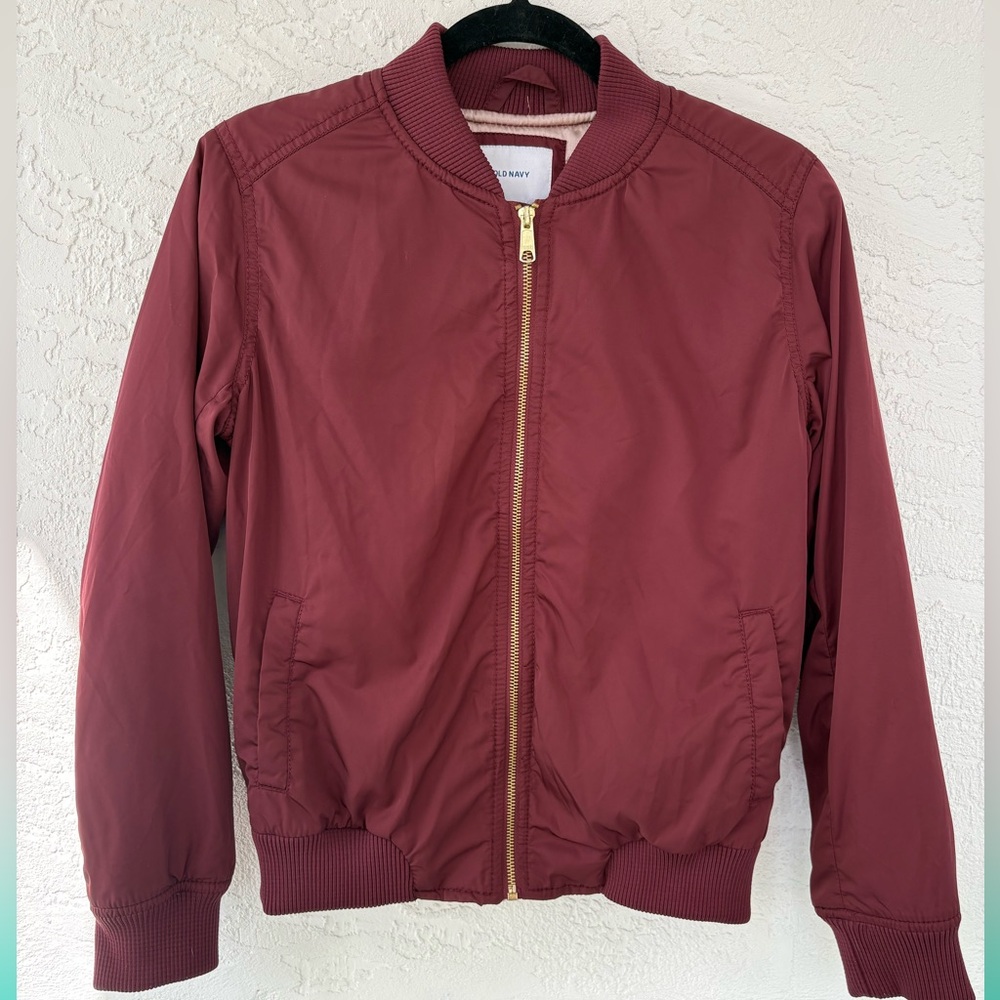 Old Navy Bomber Full Zip Jacket Small Wine